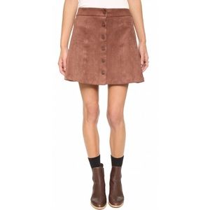Wayf Skirts - Wayf Suede Button Front Skirt in Brown Wayf Skirts - Wayf Suede Button Front Skirt in Brown