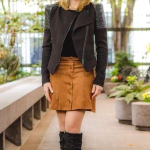 Wayf Skirts - Wayf Suede Button Front Skirt in Brown Wayf Skirts - Wayf Suede Button Front Skirt in Brown