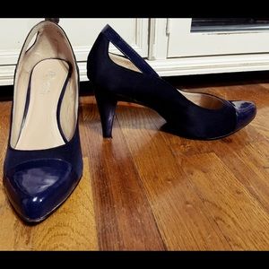 Navy Cap-Toe Pumps