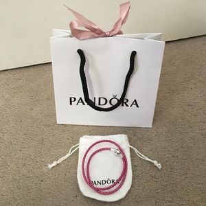 Pandora ✨ Pink double leather bracelet w/ pouch