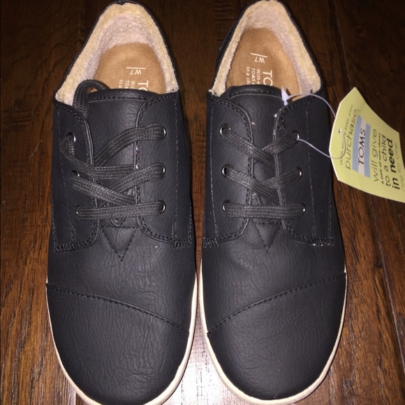 Paseo Black Synthetic Leather Toms Size 7 New