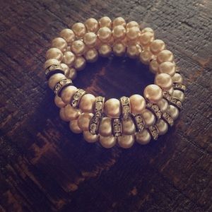 Vintage Pearl & Diamond Wrap Bracelet