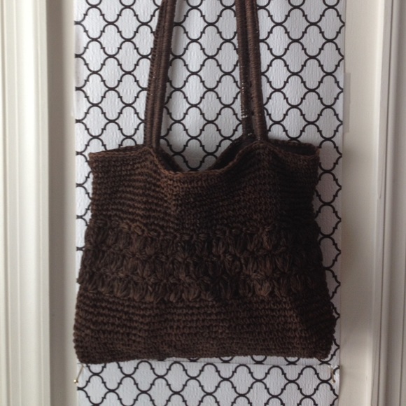 Cute dark brown knit bag!