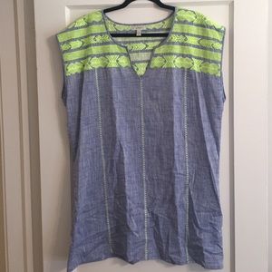 JCrew Neon Embroidered Dolman Tunic - Size M