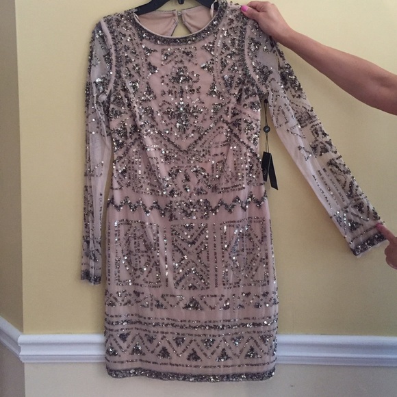 2nd  Adrianna papell long sheer sleeve dress