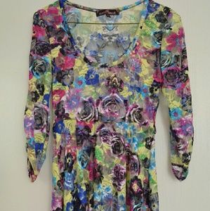 Neon Floral Lace Peplum Top