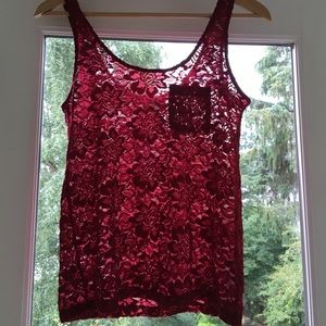 Lace red tank top