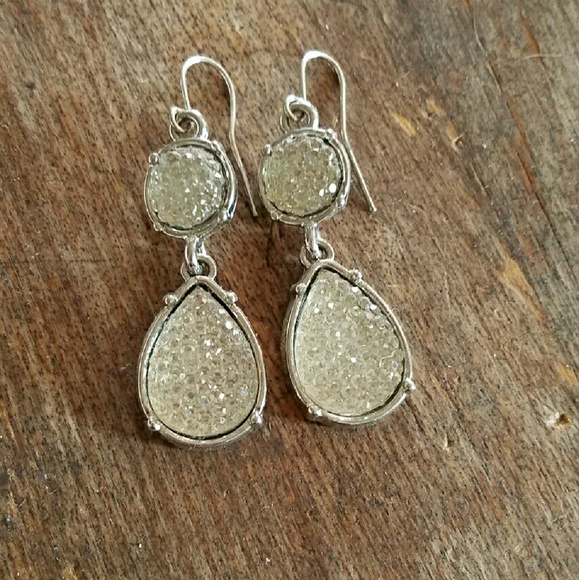Silver druzy look earrings