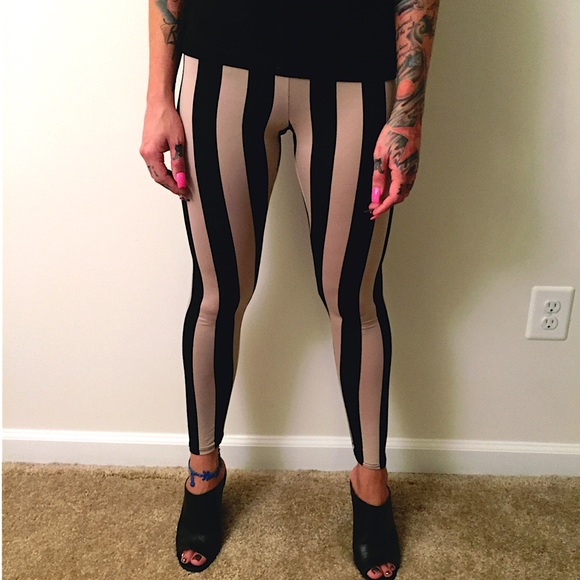 Vertical striped leggings