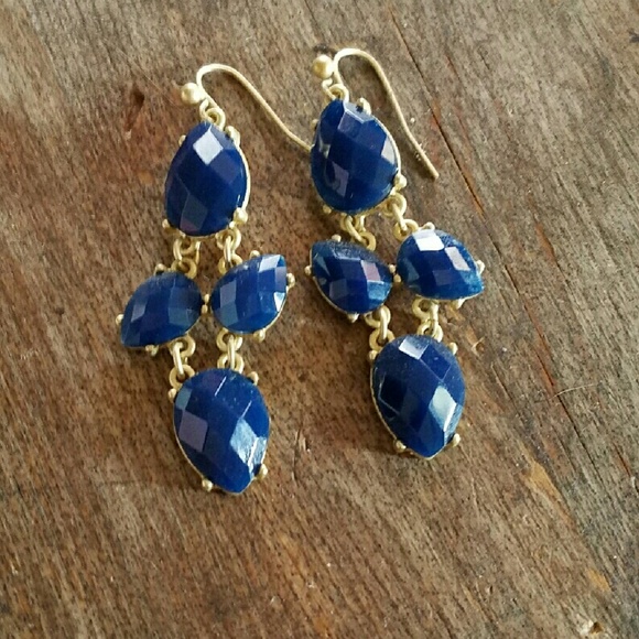 Classy gold and blue earrings - Picture 1 of 1