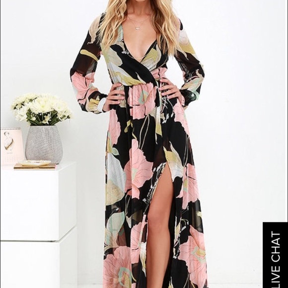 Lulu's WONDROUS WATER LILIES FLORAL MAXI DRESS