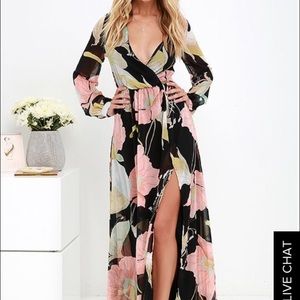 Lulu's WONDROUS WATER LILIES FLORAL MAXI DRESS