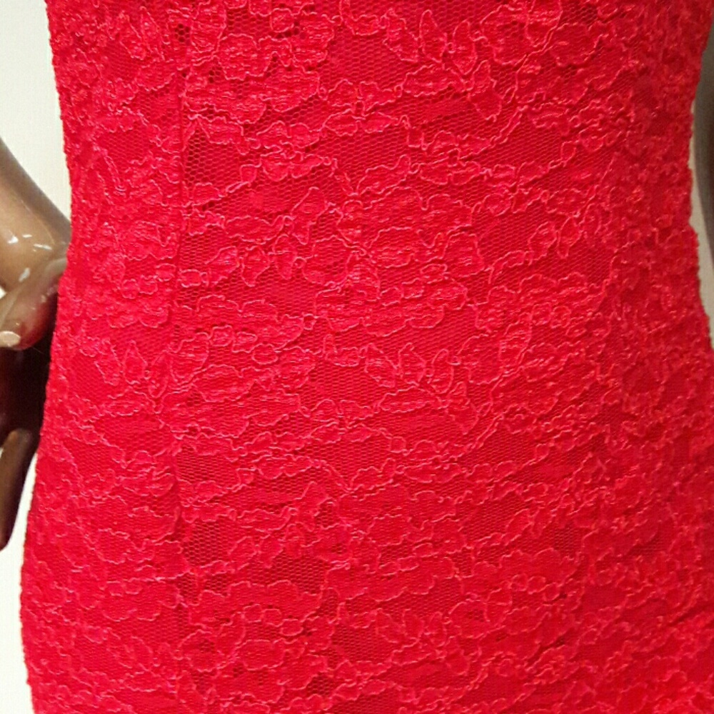 Deep Sweet Heart Red Lace Dress by Granite - Picture 5 of 5