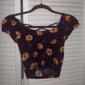 Burgundy Floral forever 21 crop top!