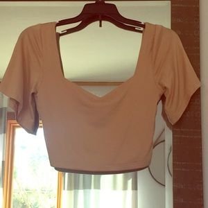 Blush Butterfly-Sleeve Crop Top