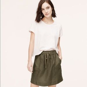 Loft olive green linen utility skirt size small