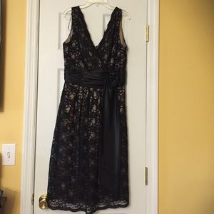 Black Lace and Satin Dress