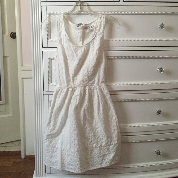 White eyelet tank dress Summer Cut out Zipper Back