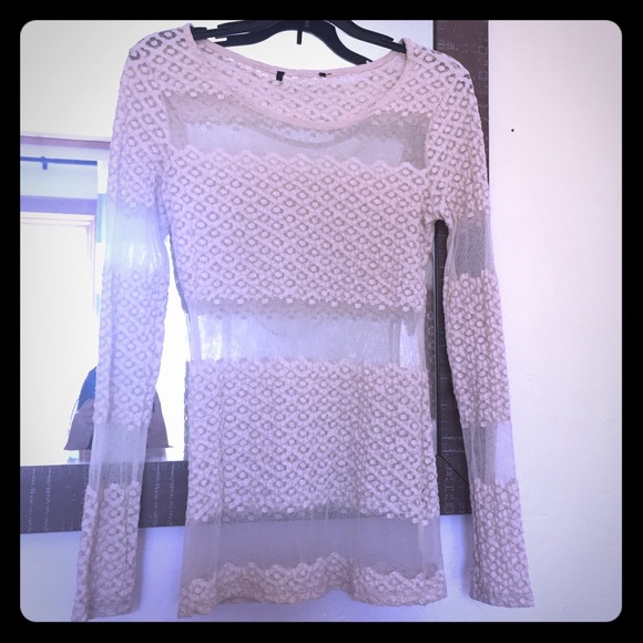 Sheer Stretchy-Net Long Sleeve Top