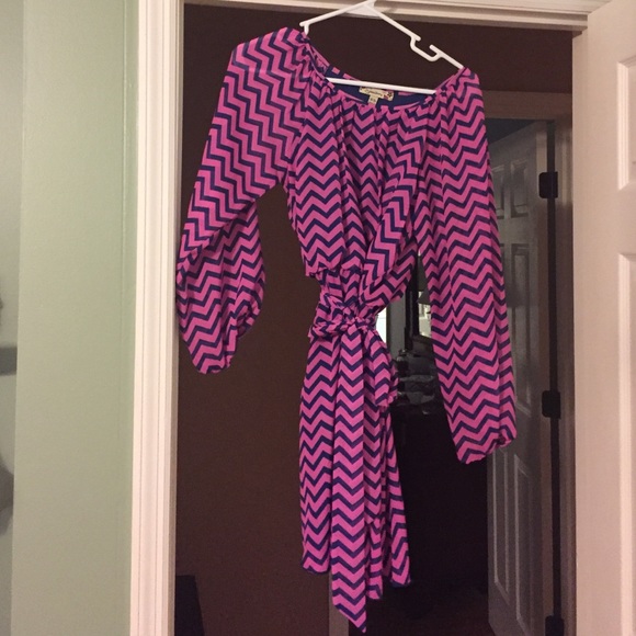 Speechless. Purple & Navy chevron dress.