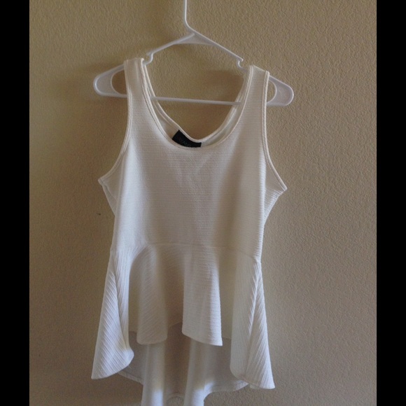 White high low peplum top