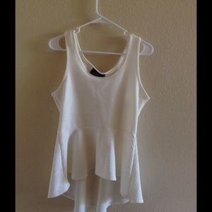 White high low peplum top