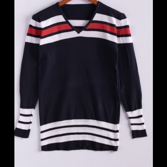 ‼️5/$25‼️V-neck striped knit sweater