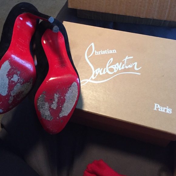 Christian Louboutin Black Velours Heels - Picture 2 of 4
