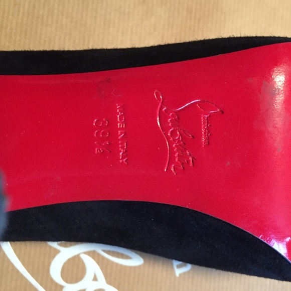 Christian Louboutin Black Velours Heels - Picture 3 of 4