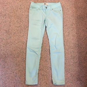 Mint green skinny pants