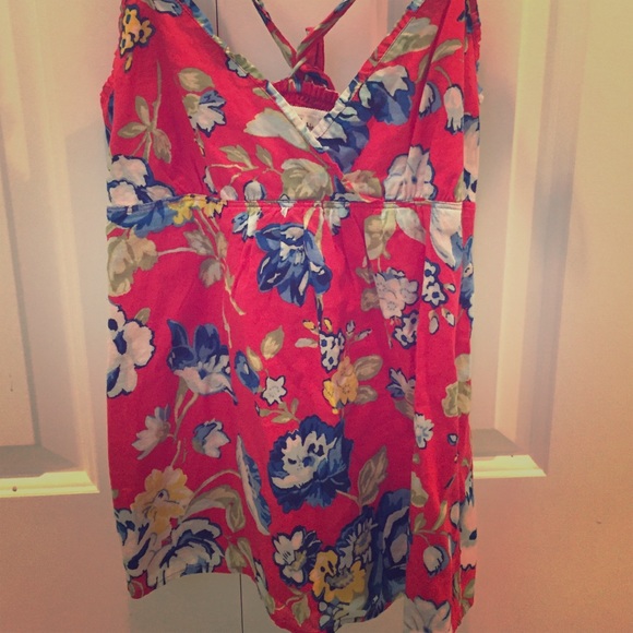 Red floral tank top