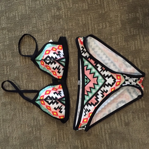 Swim suit bikini. Tribal pattern.