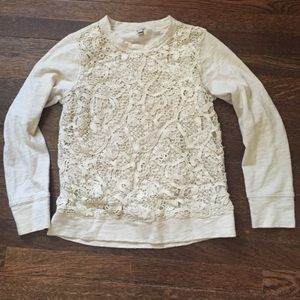 J Crew cream crochet sweatshirt size medium