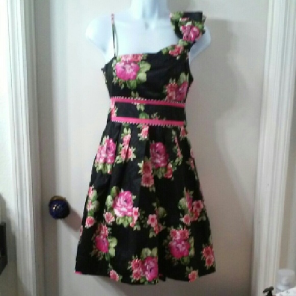 Teeze Me Blk Pink Floral Print Dress Size 3