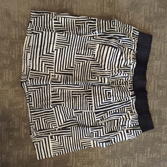 Knee length black and white skirt