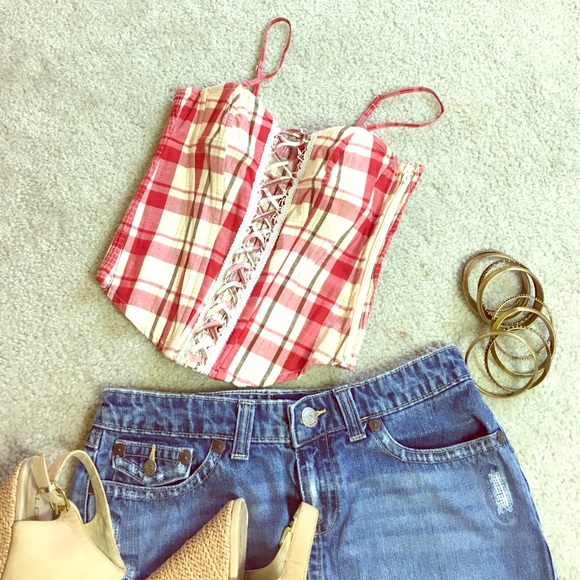 Arden B Plaid Corset Top