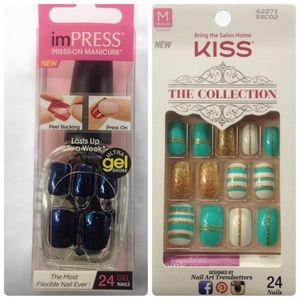 Glittery Navy Blue and Teal Designer Nails