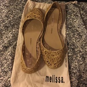 Melissa + Campana Gold Glitter Jelly Flat