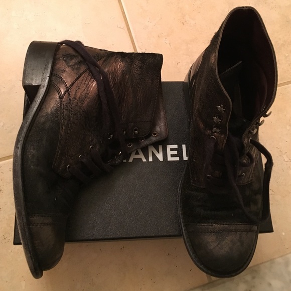 CHANEL Shoes - Chanel  calf hair lace up booties