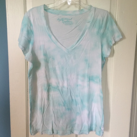 Turquoise Tie Dye/WaterColor Top By AEO SIZE- L