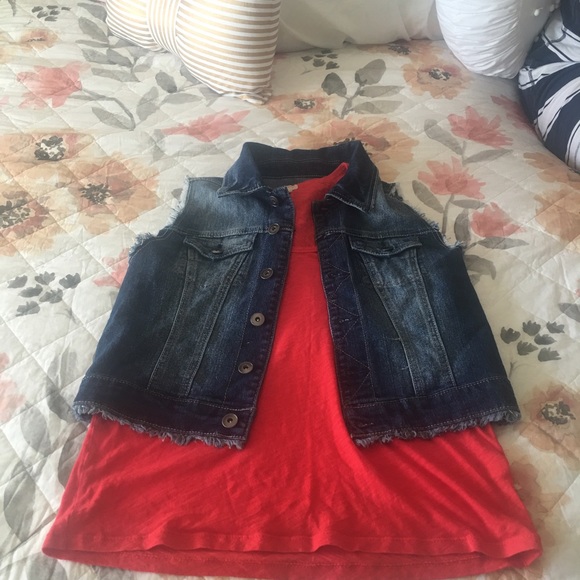 Bright red j crew tank top