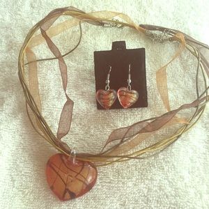 Glass Heart necklace set