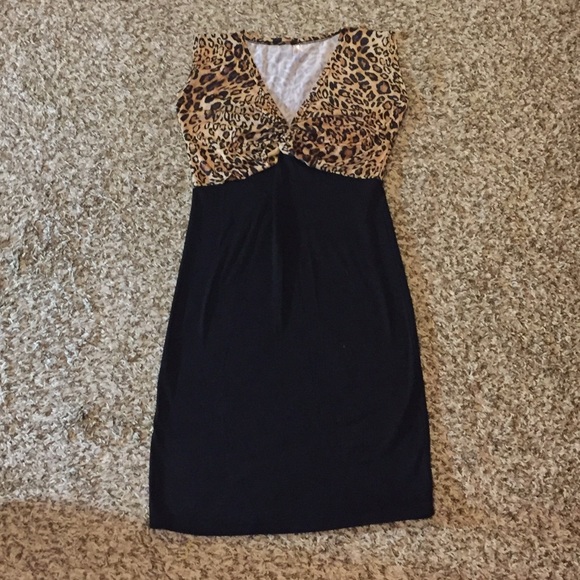 Black & leopard dress