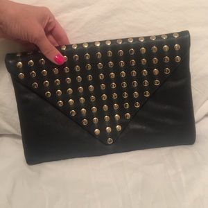 Black ALDO clutch with Gold Embellishments