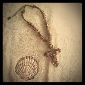 Chunky beaded cross necklace