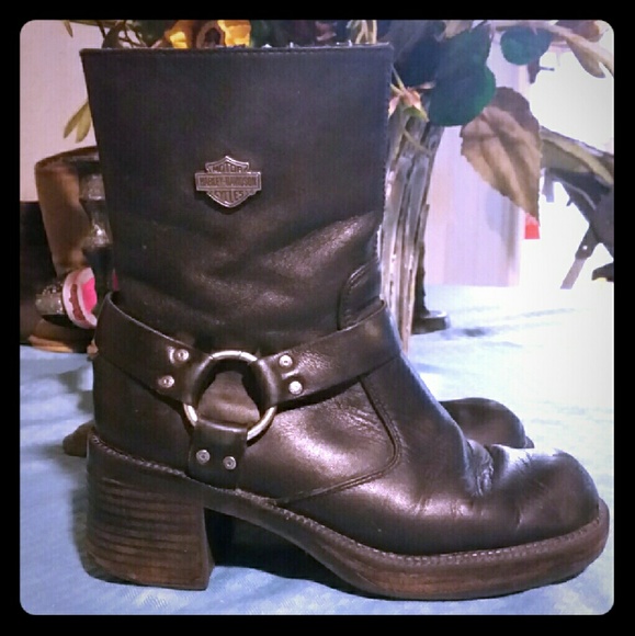 Ladies Harley Davidson Leather Harness Boots
