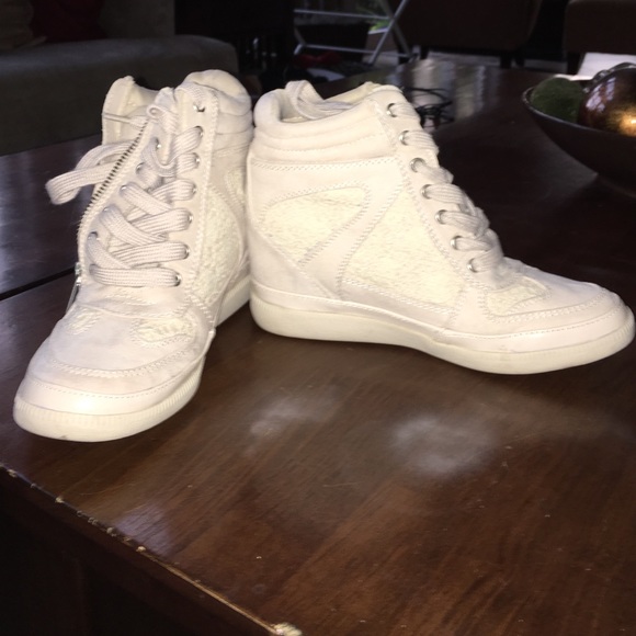 Cream wedge high tops