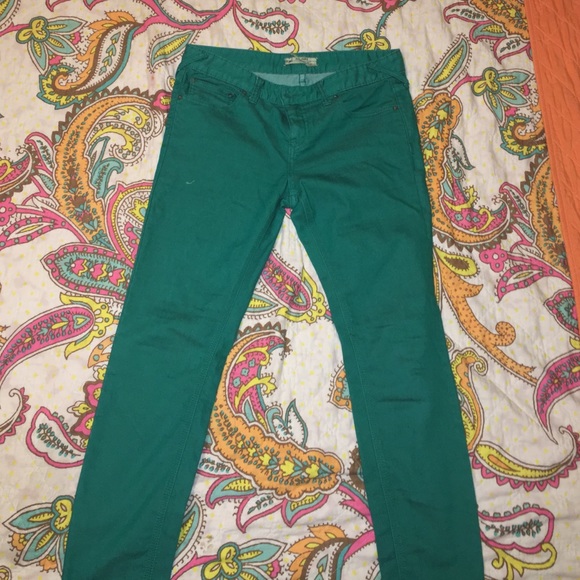 Green free people denim jeans