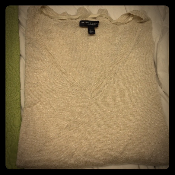 Merino wool creme & gold sweater from lane Bryant