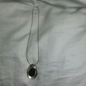 925 Italy Sterling silver chain pendent onyx.